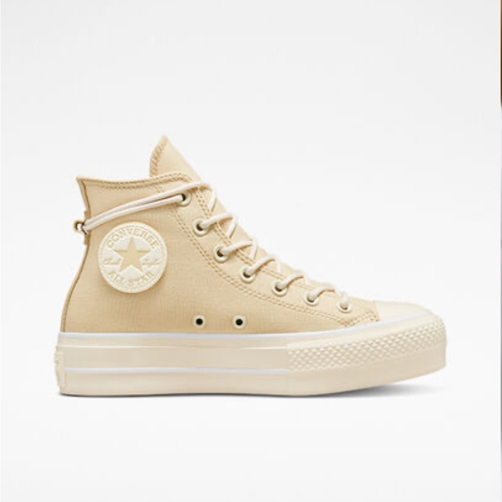 Chuck Taylor All Star Lift Platform Canvas Women’s High Top Shoe, Oat Milk